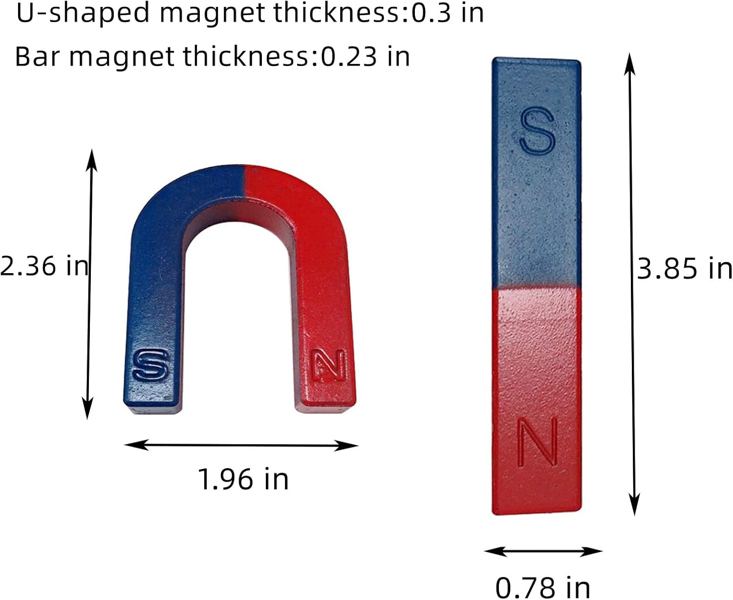 Physics Science Kids Magnet Kit for Education Experiment School Home, Educational Horseshoe & Bar Magnets Set with North and South Identified for Kids Students Teachers