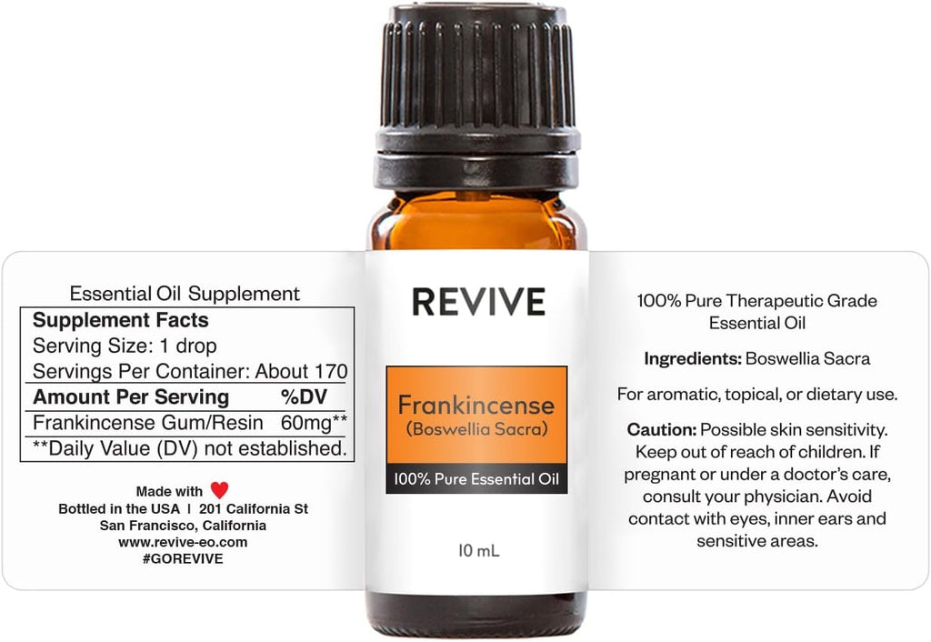 Frankincense Boswellia Sacra 10mL Essential Oil by Revive Essential Oils - 100% Pure Therapeutic Grade, for Diffuser, Humidifier, Massage, Aromatherapy, Skin & Hair Care