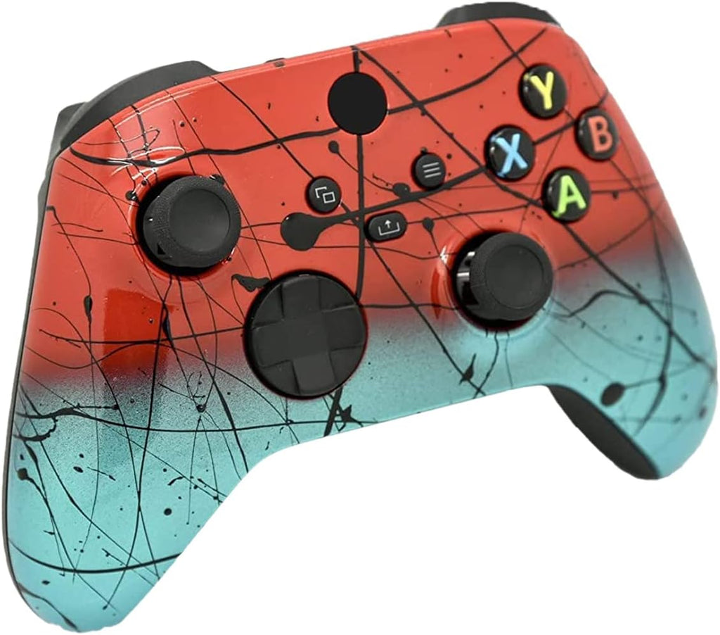 Hand Airbrushed Fade Custom Controller Compatible with Xbox Series X/S & Xbox One (Series X/S Red & Teal)
