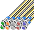 10Pcs 6mm 110V-220VAC LED Metal Indicator Light Waterproof Signal Lamp (Green/Orange/Red/Blue/White,Each 2pcs)