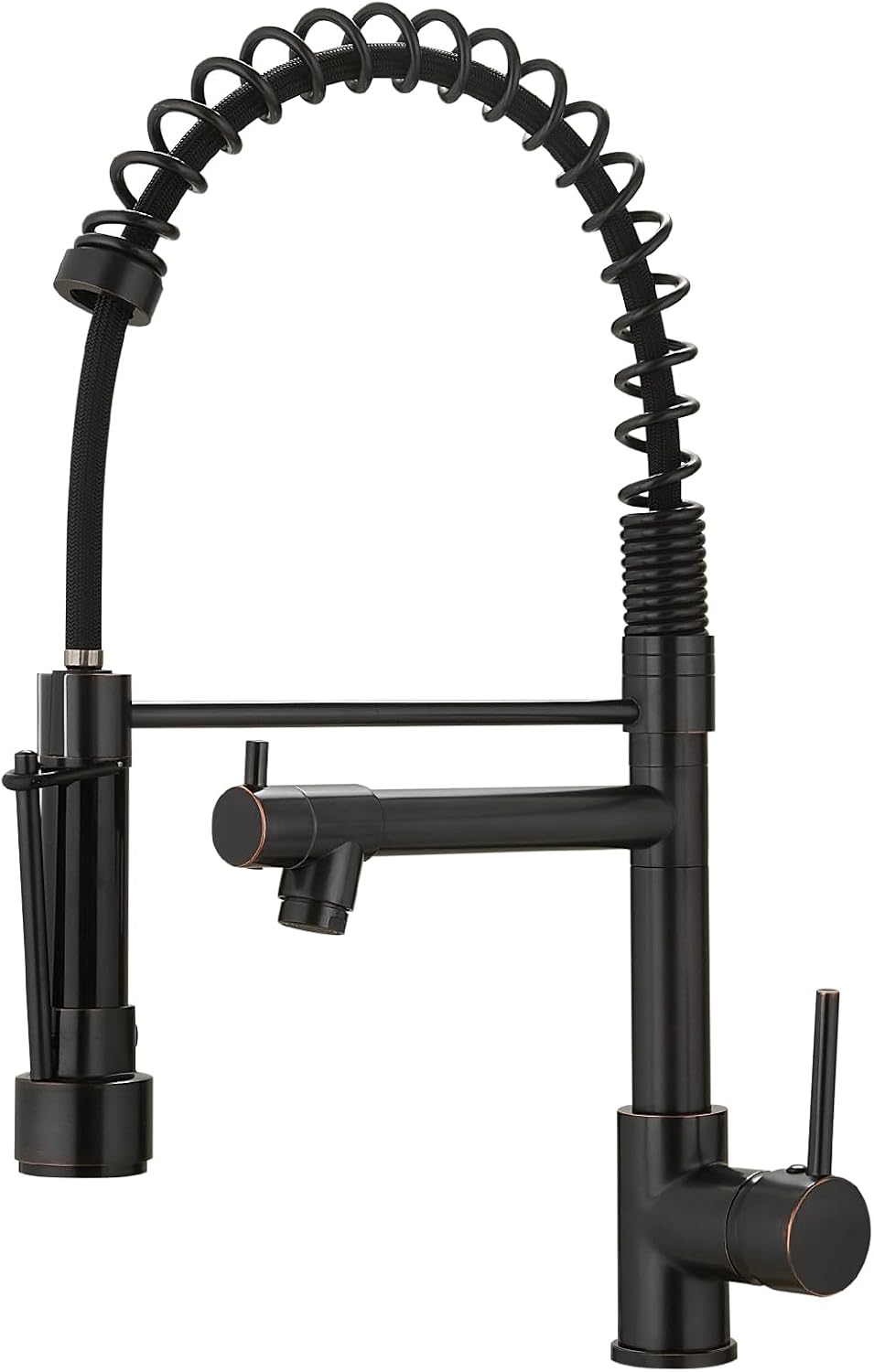 Oil Rubbed Bronze Kitchen Faucet,AIMADI Commercial Style Spring Kitchen Sink Faucet,Modern Single Handle Single Hole Kitchen Faucets with Pull Down Sprayer