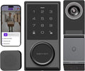 Wireless Video Doorbell w/ Smart Lock Set - Incl. Chime, Dual Cameras, 5MP 3K QHD, 2'' Screen & 32GB eMMC, Motion Detection & Real-time Alert, 2-way Audio, Door Bell and Keyless Entry Front Door Lock