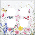 Outlet Covers Watercolor Floral Butterfly Colorful Wildflower 2 Gang Double Duplex Decorative Light Switch Covers Electrical Wallplates Socket Faceplate For Bed Room Living Room Decor