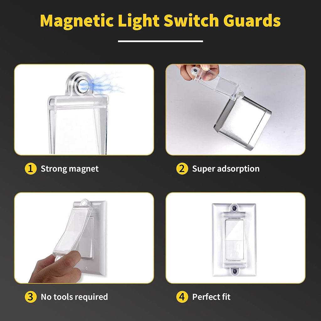Light Switch Guard Cover- PSZEZNZ Light Switch Outlet Covers for Flat Modern Wall Switches-Child Safety Protection(Clear,2 Piece)
