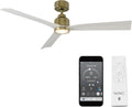 WAC Lighting F-003L-SB/MW Clean 52" Outdoor Ceiling Fan with LED Lights & Remote, Satin Brass/Matte Black