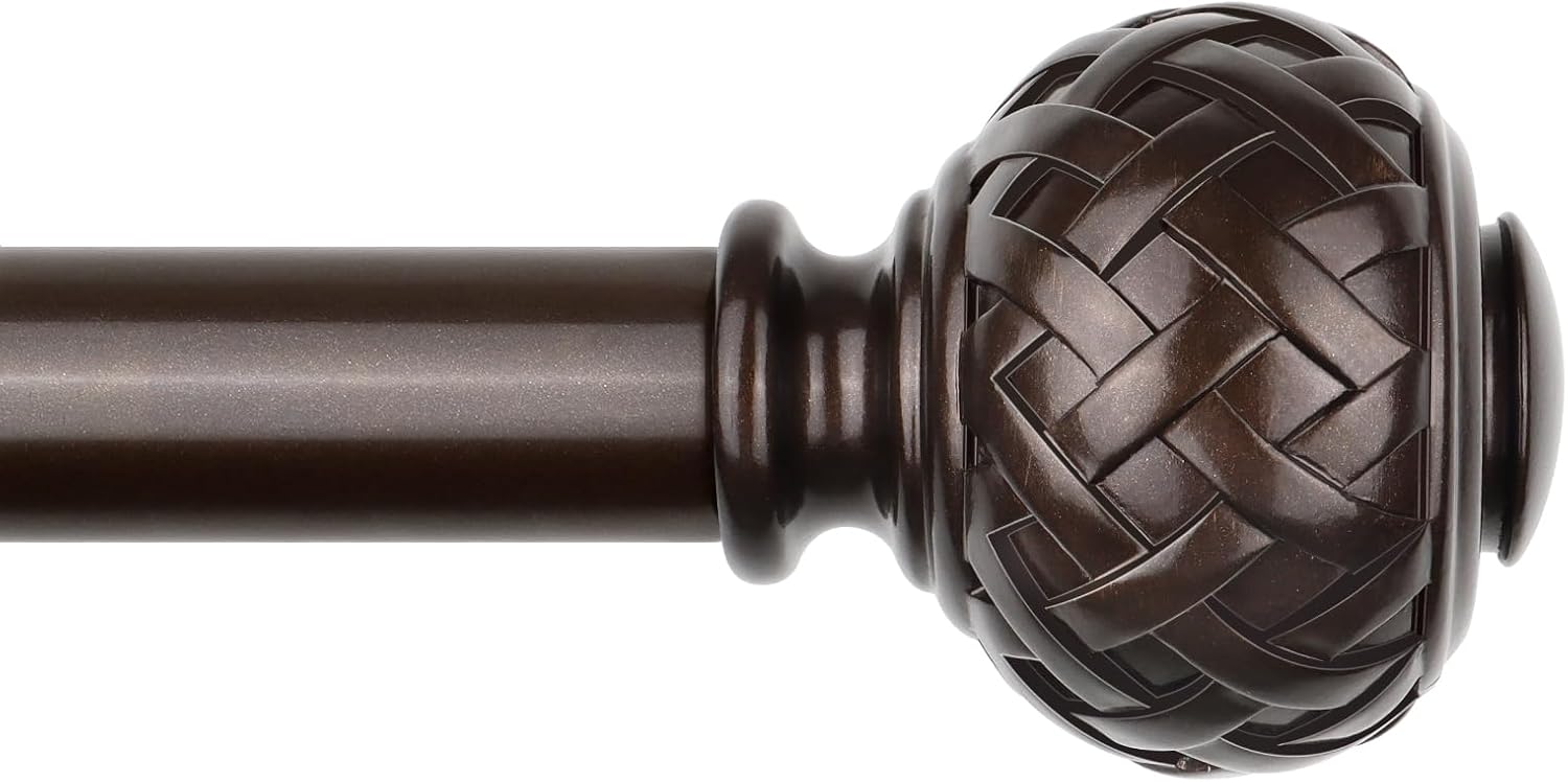 TONIAL Bronze Curtain Rod 16 to 30 Inches, 7/8 Adjustable Curtain Rods for Windows 8 to 25 Inches, Splicing Drapery Rods Heavy duty with Netted Texture Finials