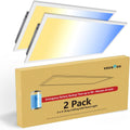 2 Pack 2x4 LED Flat Panel Light with Emergency Battery Backup, Up to 1.5H of Power Support at 8W Output, 0-10V Dimmable, 3000/4000/5000K, 30/40/50W Selectable, UL & ETL