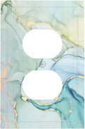 Outlet Covers Teal Gold Marbling Turquoise 1 Gang Duplex Wall Plate Decorative Switch Plates Electrical Receptacle Faceplate Light Switch Cover for Bathroom living Room Decor