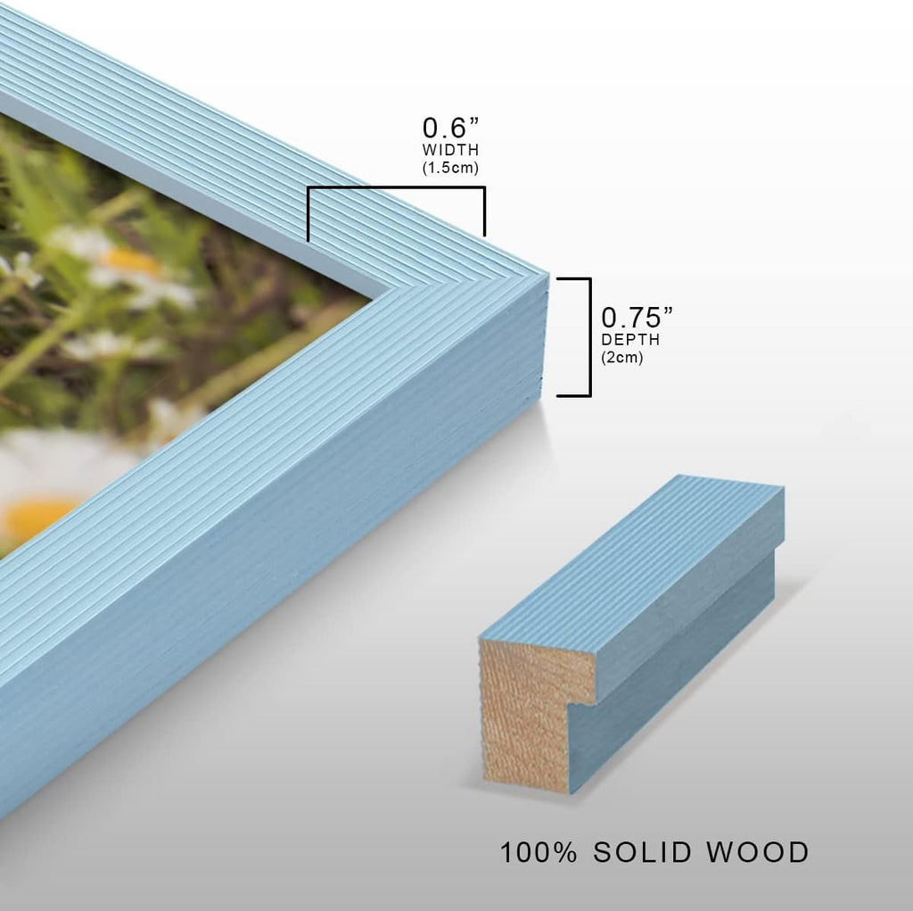 Renditions Gallery Set of 9, 8X10 Custom Photo Prints with Real Wood Picture Frames. Create Personalized Photos with Peel & Stick Photo Frames. Blue Frame