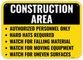 1PC Construction Area Sign, 14 x 10 Inches - Aluminum - Danger Zone Under Construction Safety Site Signs For Jobsites