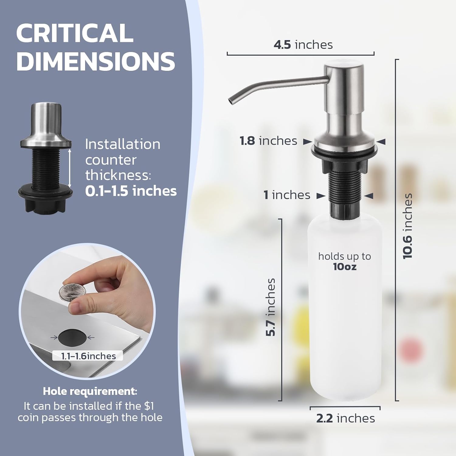 WEWE Kitchen Sink Faucet with Soap Dispenser, Kitchen Faucet with Pull Down Sprayer 3 Modes Stainless Steel Single Handle Single Hole Pull Out Brushed Nickel Faucet for Bar Laundry RV Utility Sink