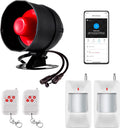 WiFi Alarm Security System, 120dB Wireless Alarm System for Home Security with Free Notification APP Control and Motion Sensor Siren, Remote Control for Shed Garage
