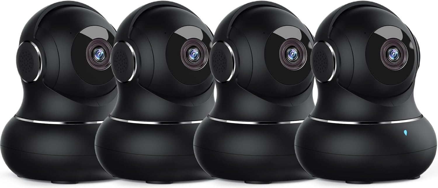 litokam 2K Indoor Security Camera, Cameras for Home Security with 360°Motion Detection, WiFi Baby Monitor for Baby/Elder/Dog, Pan/Tilt Pet Cam with Phone APP, IR Night Vision, 2-Way Audio, 4 Pack