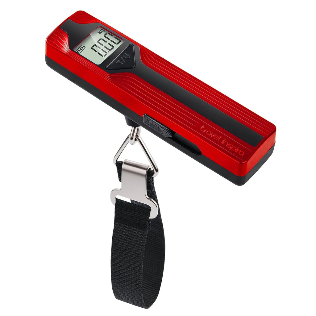 travel inspira Luggage Scale Battery-Free, Travel Essentials, Portable Handheld Digital Suitcase Weight Scale for for Travel Accessories, 110lbs/50kg (Red)
