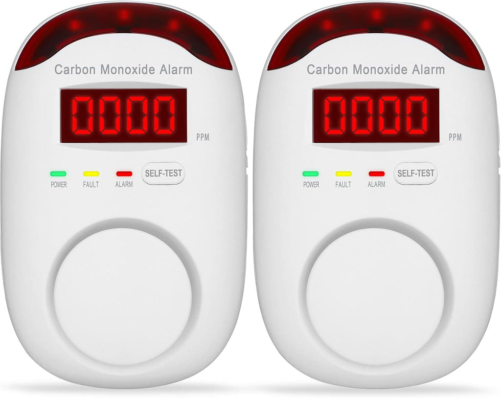 Plug-in Carbon Monoxide Detectors,Koabbit CO Level Monitoring Alarm with Light & Digital Display for Home/Kitchen/Bedroom,Accurate & Easy to Install(2 Pack)