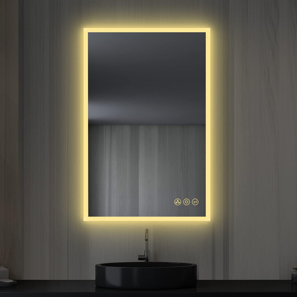 24x36 LED Mirror for Bathroom | Backlit LED Vanity Mirror with Anti-Fog, Stepless Dimmable, 3 Color Temperature | Wall Mounted Lighted Bathroom Mirror | Smart Vanity Makeup Mirror with Lights