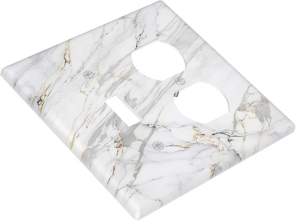 Outlet Covers Gray Gold Marble Abstract Modern Luxury 1 Toggle 1 Duplex Switch Plate Covers Electrical Light Switch Cover Plate Decorative Wall Plate Socket Cover for Bedroom Home Decor