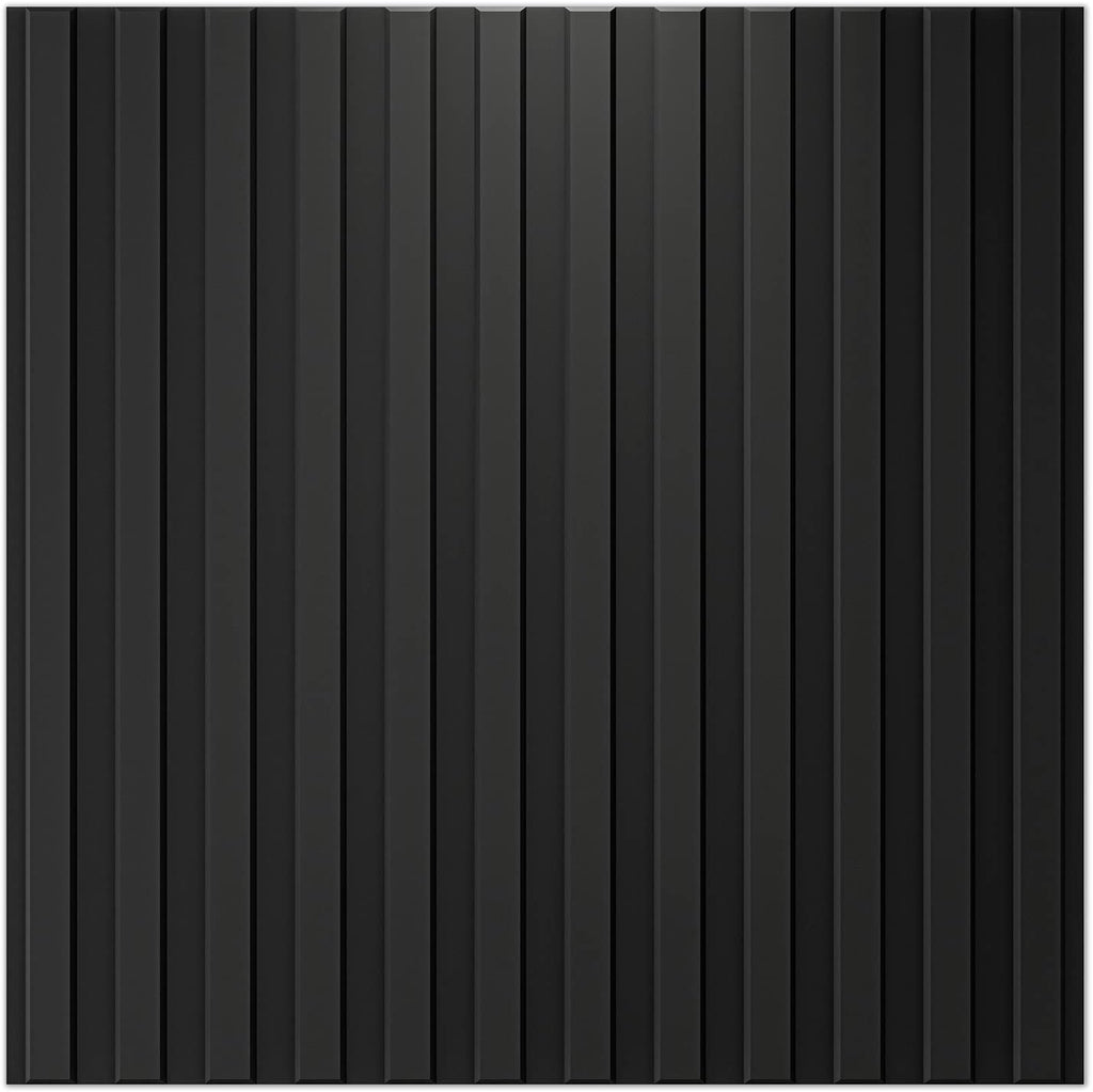 Art3d Slat Wall Panel, 3D Fluted Textured Panel 12-Tile 19.7 x 19.7in. - Cover 32 Sq.Ft., Black
