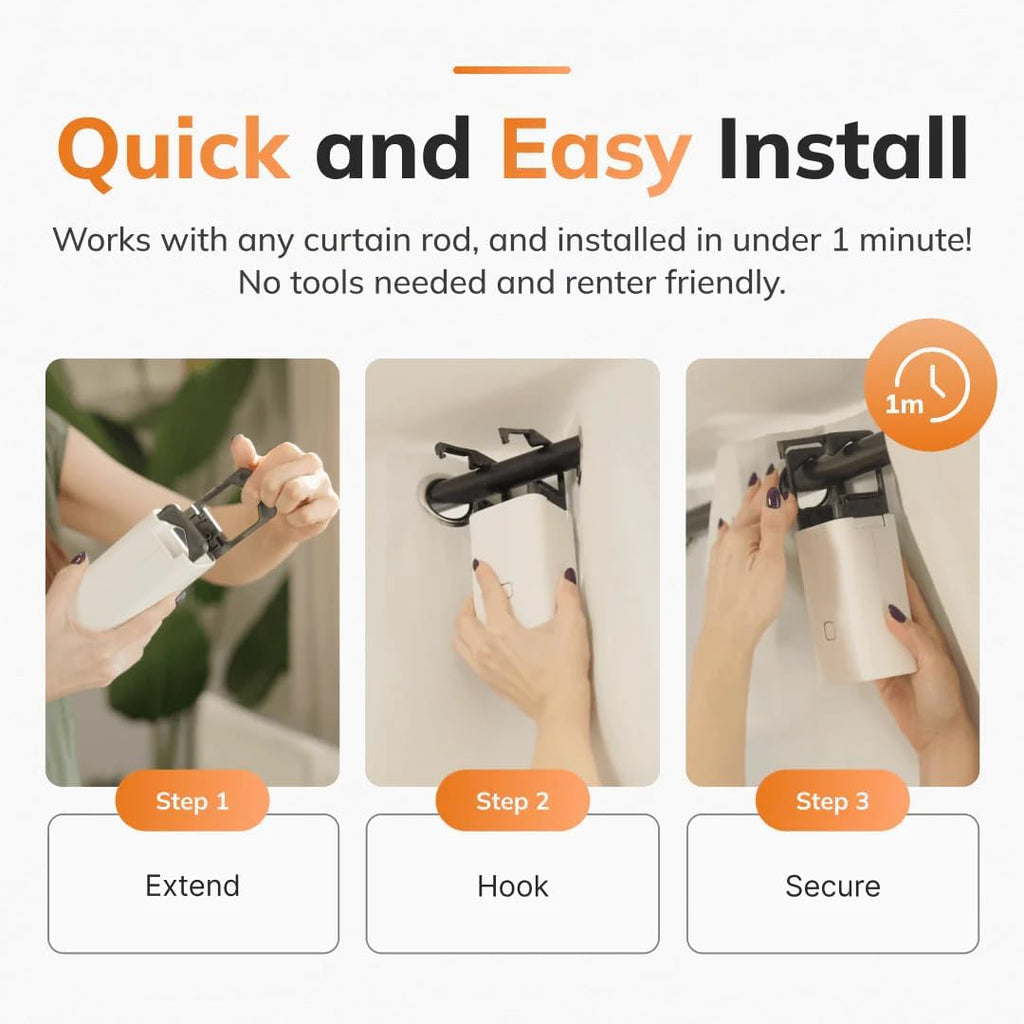 Ryse SmartCurtain | Motorized Curtain | Turn Current Curtains into Electric, Automated Drapes | Easy Install | Works with Existing Single or Double Curtain | Phone App Enabled | Charger Not Included