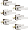 KNOBWELL 6 Pack Brushed Nickel Interior Door Knob, Heavy Duty Passage Lever Door Handle for Closet Hallway Satin Nickel Indoor Door Handle(No Lock)
