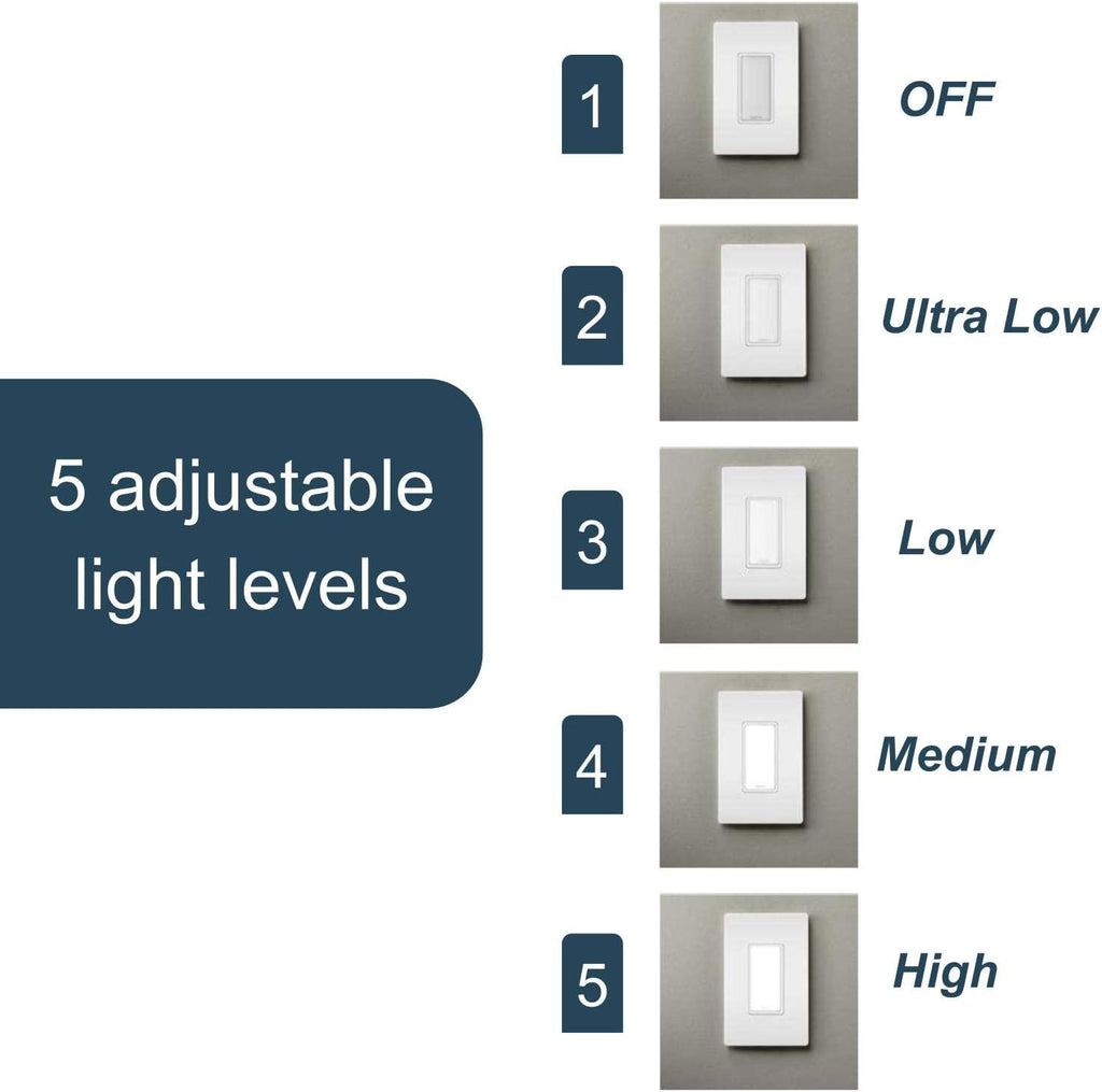 Legrand radiant NTLFULLTCCC6 Full Adjustable LED Night Light Outlet, For Hallways and Stairs, Optional Louver, Black/Light Almond/Ivory (1 Count)