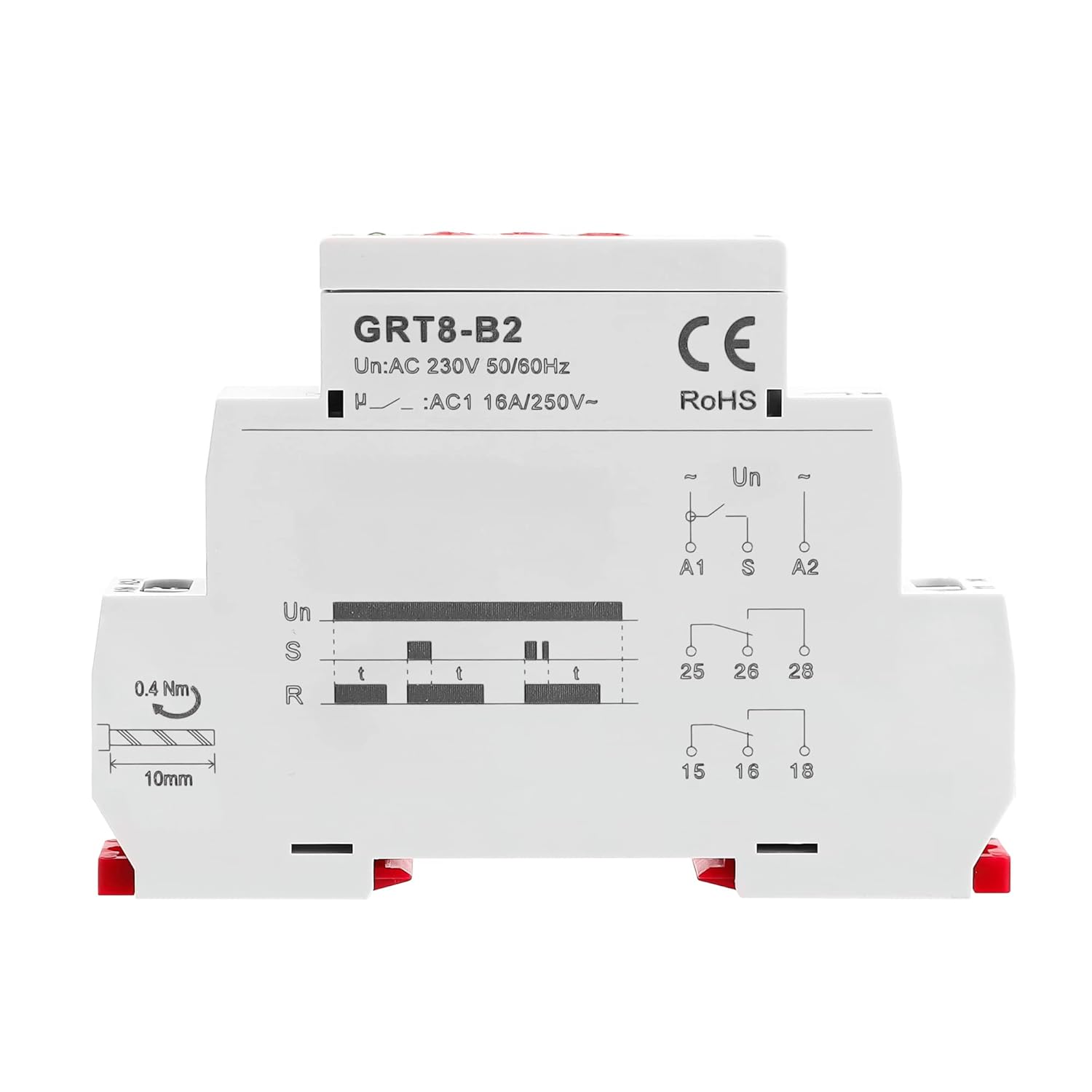 GEYA Delay Off Single Function Time Relay 2 Outputs 16A Electronic Power Off Timer Delay Relay(GRT8-B2,AC230V)