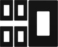 LIDER Matte Finish Decorator Switch Cover, Screwless Wall Plate, Mid-Size 1-Gang 4.88" x 3.11", Unbreakable Polycarbonate Thermoplastic, UL Listed, LSWP-31M-BK5P, Black, 5 Pack