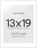 Homeforia 13x19 Picture Frame White, High End Metal 13 x 19 Poster Frames with Mat 11 x 17 for Photo, 13x19 White Frame Matted to 11x17 inch Print, 19x13 Thin Frame, Tempered Glass, Wall Kit, Set of 1