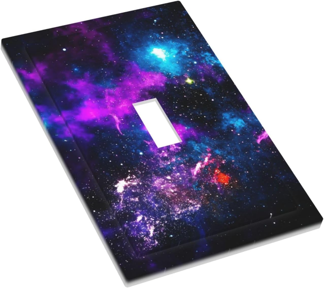 Outer Space Colorful Starry Sky Galaxy Planet Decorative Light Switch Cover 1 Gang Single Toggle Device Electrical Faceplate Switchplates Decorator Outlet Wall Plate for Bed Room Living Room Decor