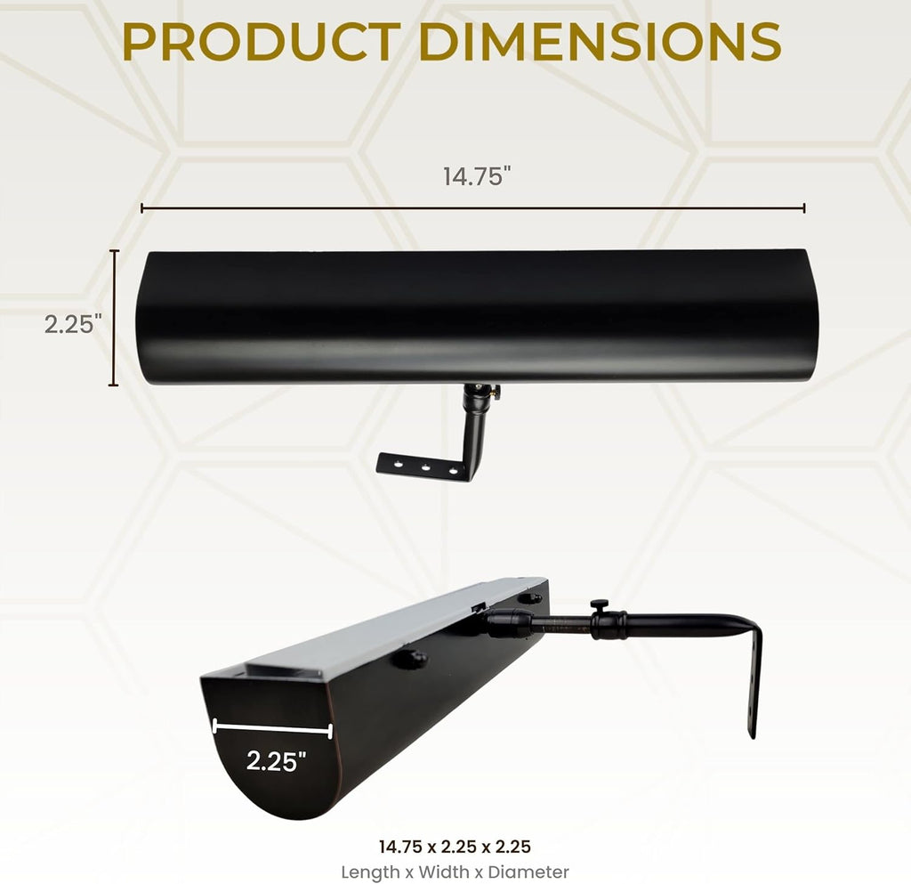 Royal Designs, Inc. Cordless Remote Control LED Picture Light, Dimmable with Timer Function, Black, 14.75 Inches, 2 Pack
