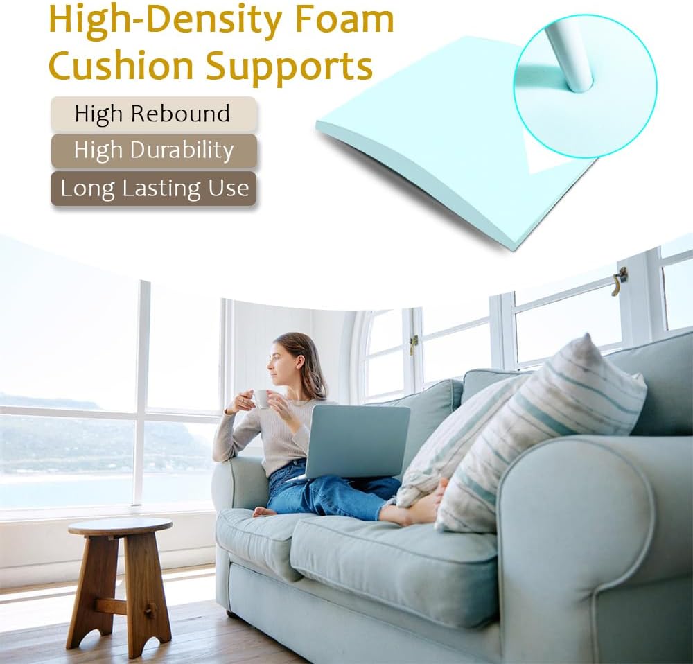 Couch Cushion Supports for Sagging Seat 22'' x 22'' High Density 40D Curved Foam Sofa Cushion Support Under The Saggy Pads Firmer Foam Lifters for Saggy Couch Set of 3 (Blue, 22''*22'')