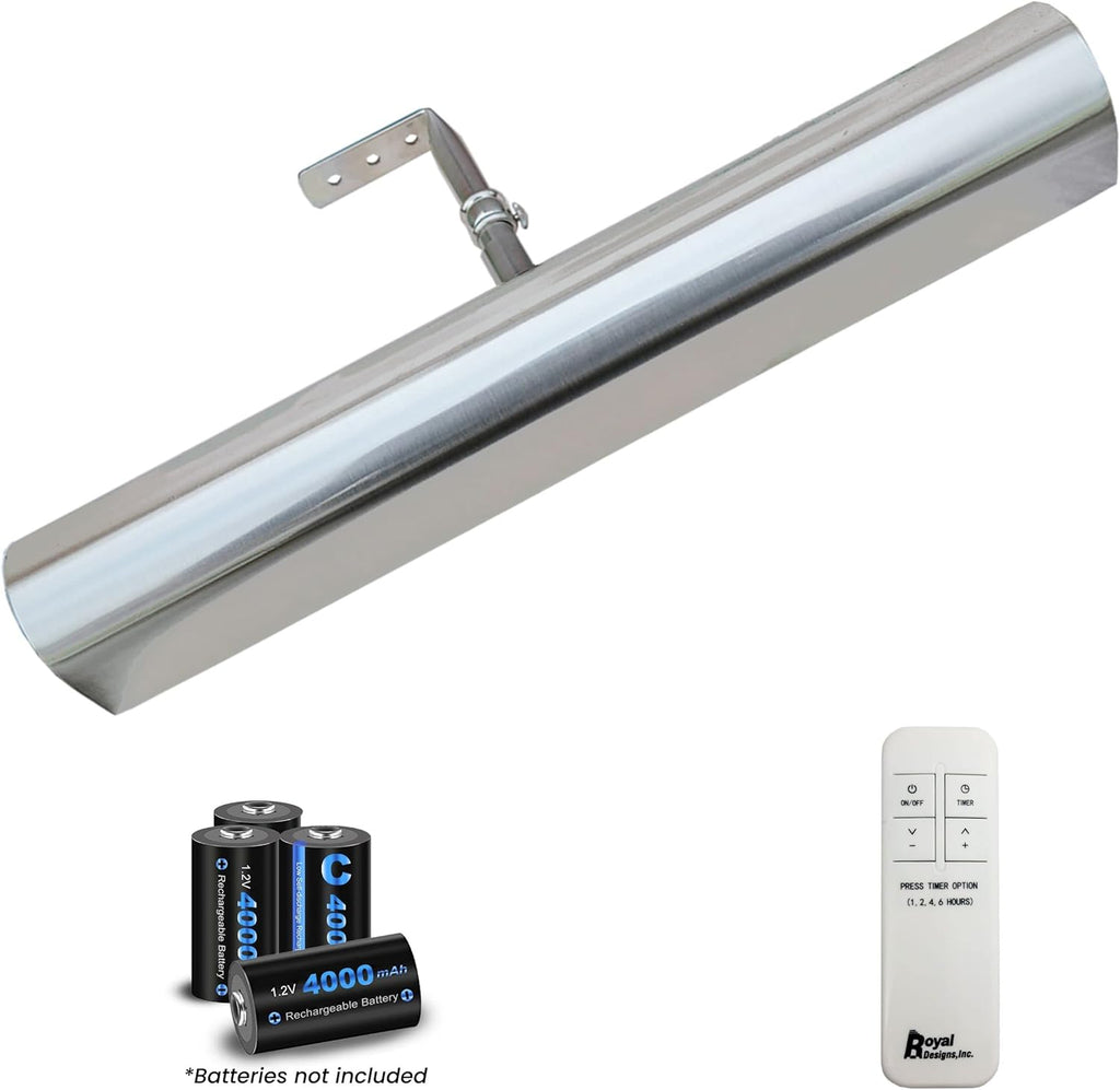 Royal Designs, Inc. Cordless Remote Control LED Picture Light, Dimmable with Timer Function, Brushed Nickel, 14.75 Inches, 2 Pack