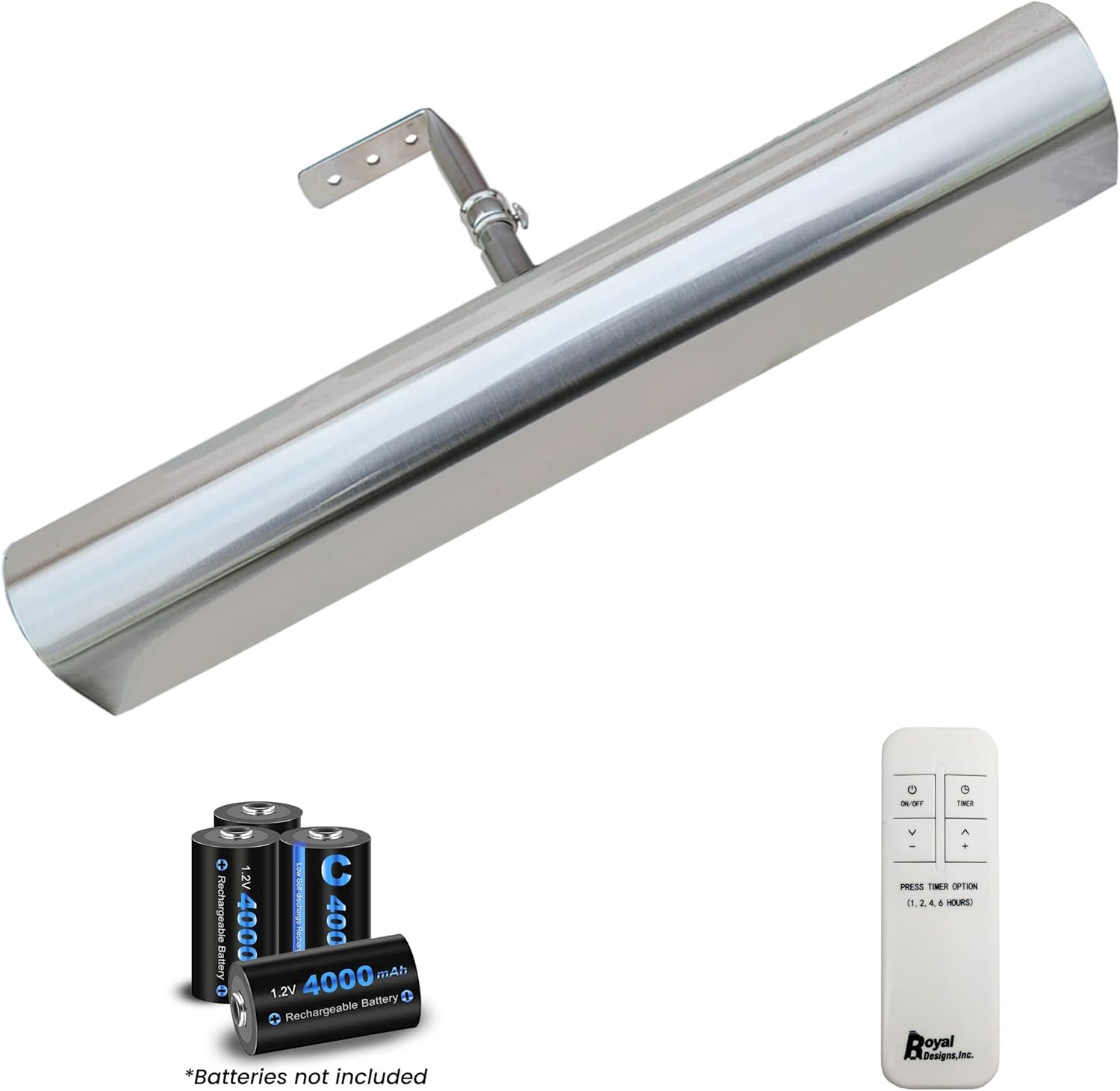 Royal Designs, Inc. Cordless Remote Control LED Picture Light, Dimmable with Timer Function, Brushed Nickel, 16.75 Inches, 2 Pack