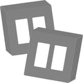 LIDER Matte Finish Double Decorator Switch Cover, Screwless Wall Plate, Mid-Size 2-Gang 4.88" x 4.92", Unbreakable Polycarbonate Thermoplastic, UL Listed, LSWP-32M-GY10P, Gray, 10 Pack