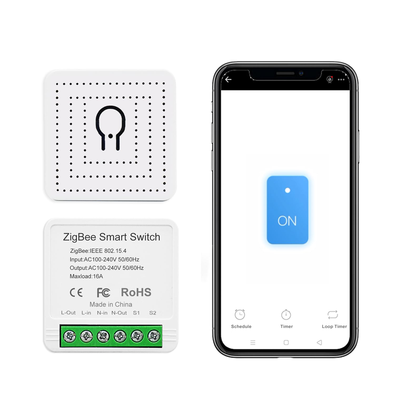 Ewelink 16A Zigbee Mini Smart Wireless Light Switch Controller Module with Timer&Schedule for Home Automation DIY,Compatible with Alexa Echo, SmartThings, ZigBee 3.0 Hub Required,2 Pack