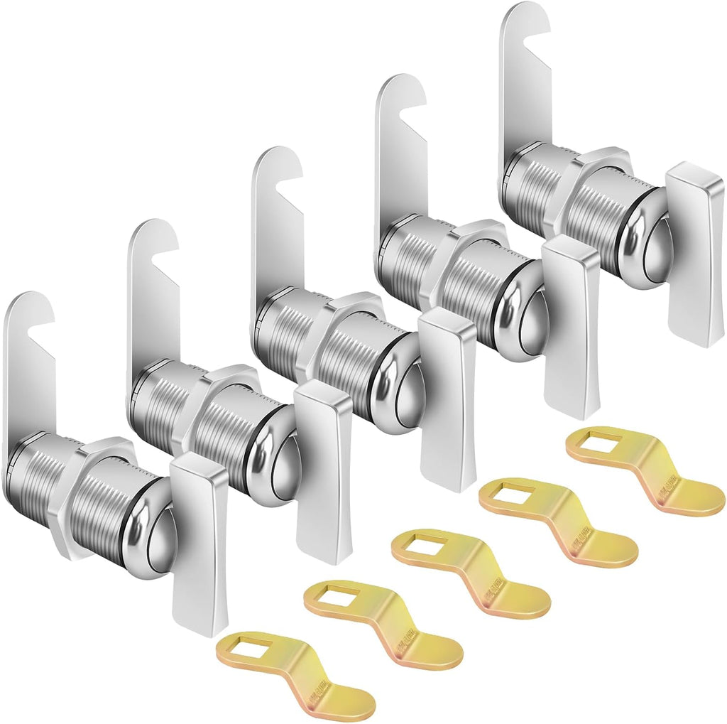 Thumb Operated Offset Cam Lock, 1-3/8” RV Storage Locks 5PCS Cabinet Locks 5PCS Keyless Non-Locking Locks Replacements Fits on RV Compartment Camper, Vehicles, Files Drawers (1-3/8 Inch 5Pcs)