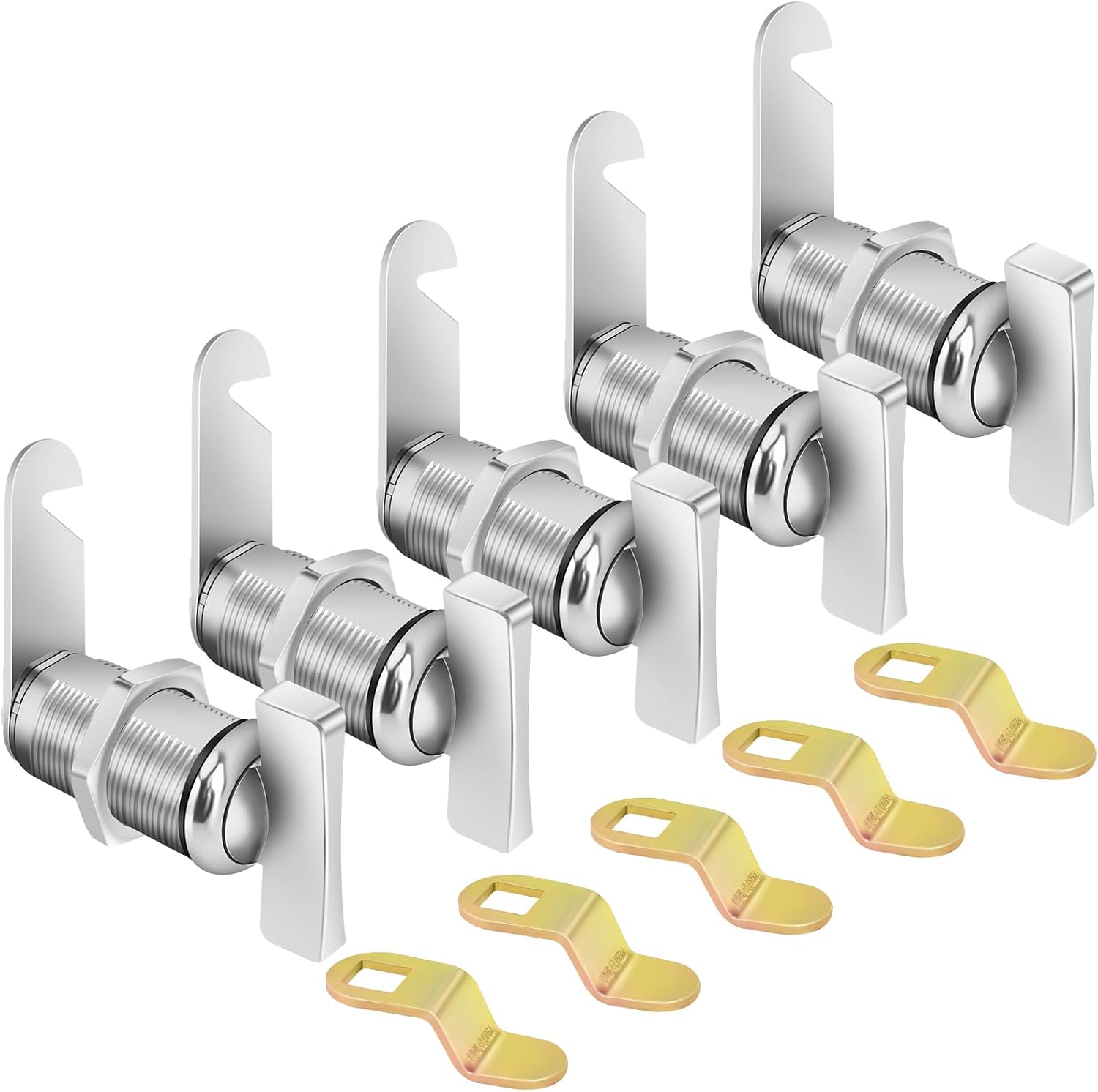 Thumb Operated Offset Cam Lock, 1-3/8” RV Storage Locks 5PCS Cabinet Locks 5PCS Keyless Non-Locking Locks Replacements Fits on RV Compartment Camper, Vehicles, Files Drawers (1-3/8 Inch 5Pcs)