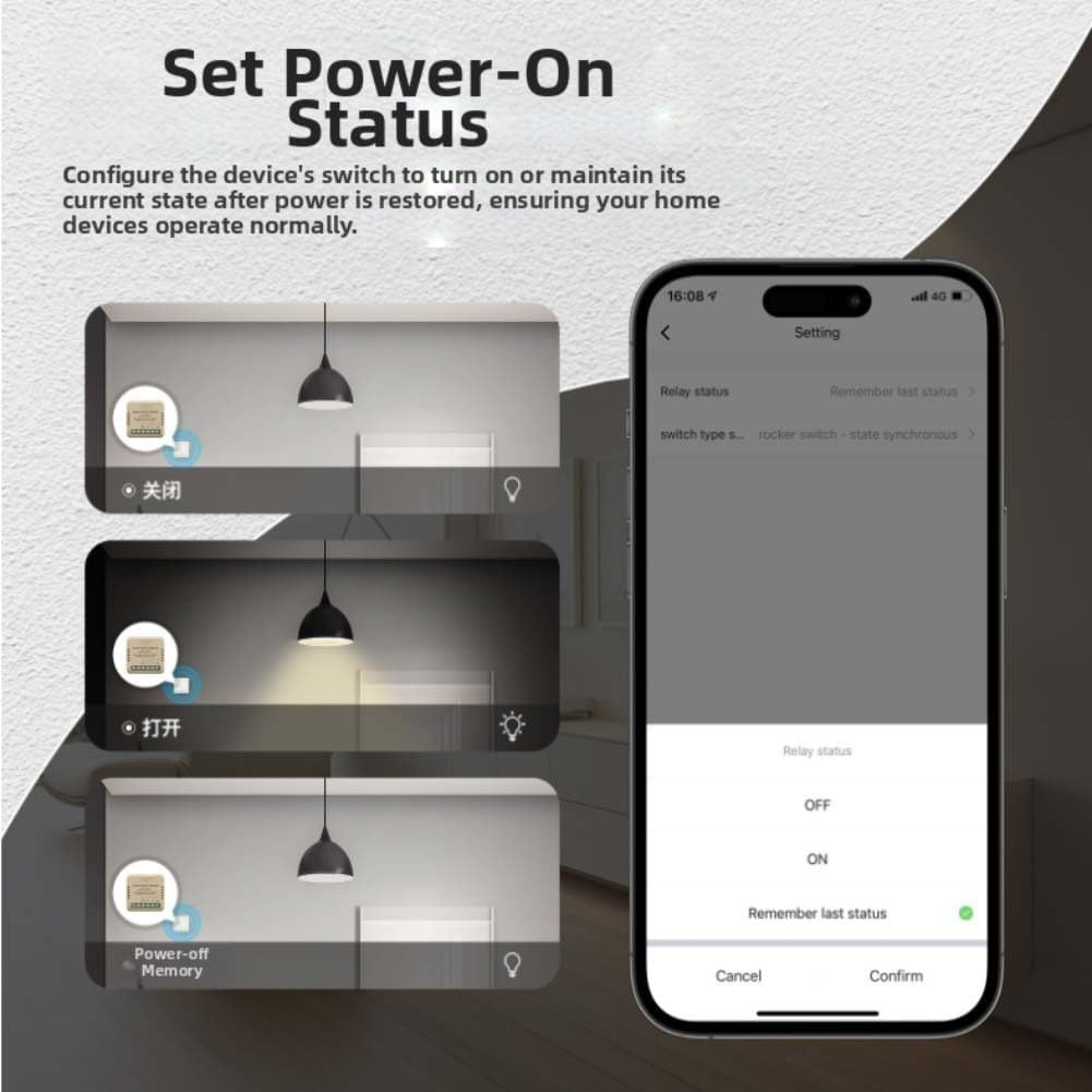 Smart Switch Matter WiFi Module Compatible With Smart Things Retrofit Dual Control Remote Operation