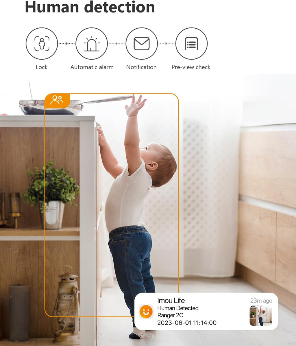 Imou 2K WiFi Security Camera Indoor Pet Dog Baby Camera with AI Human/Motion/Sound Detection, 360° Wireless IP Home Security Camera, Smart Tracking, Siren, Night Vision, 2-Way Audio, Works with Alexa