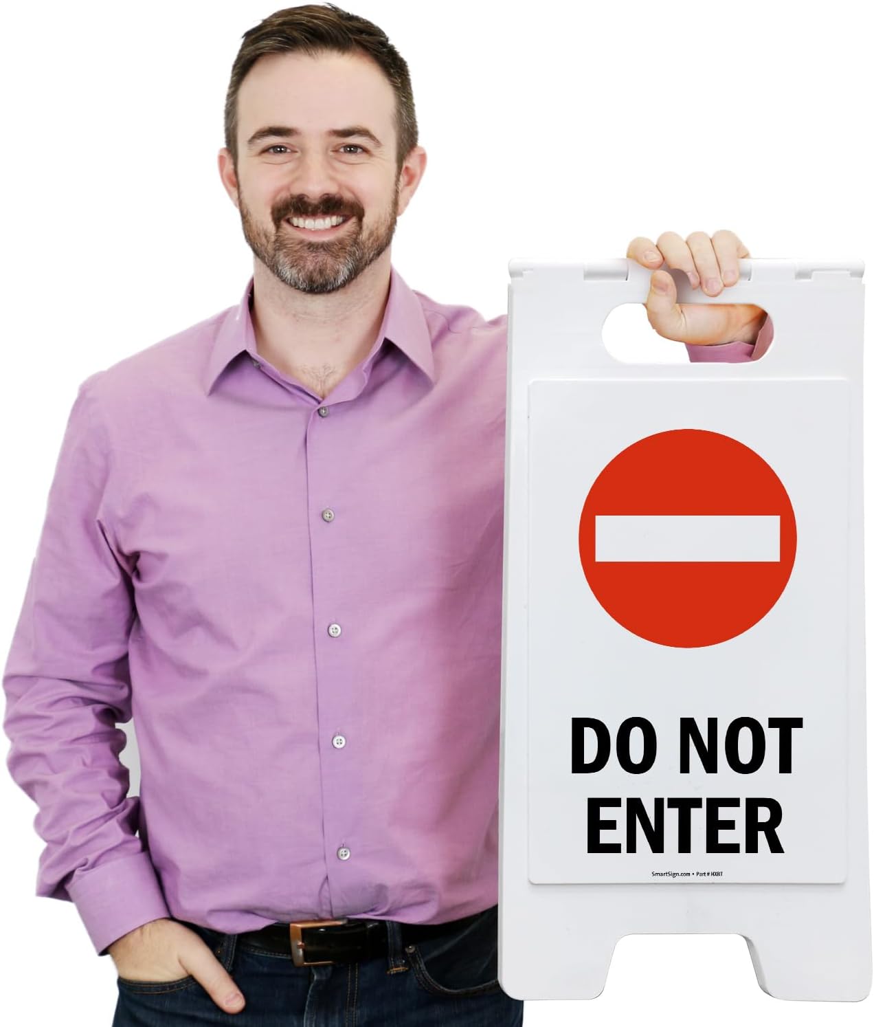 SmartSign 25 x 12 inch “Do Not Enter” Two-Sided Folding Floor Sign, Digitally Printed Plastic, Red, Black & White