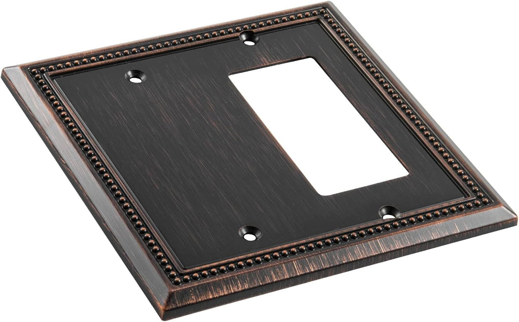 Henne Bery Sunken Pearls Heavy Duty Decorative Wall Plate Switch Plate Outlet Cover (Blank/Decorator, Aged Bronze)