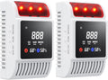 6-in-1 Smoke and Carbon Monoxide Detectors Plug in, Gas Leak Detector with Battery Backup Slot, Adjustable Brightness & Volume Levels, Smoke Alarm with Temp/Humidity for Home, RV, Travel(MR818,2-Pack)