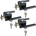 Keyed Entry Door Lever with Lock, Heavy Duty Square Interior Handle for Front Door and Office, Matte Black, Reversible for Right&Left Handed, 3Packs
