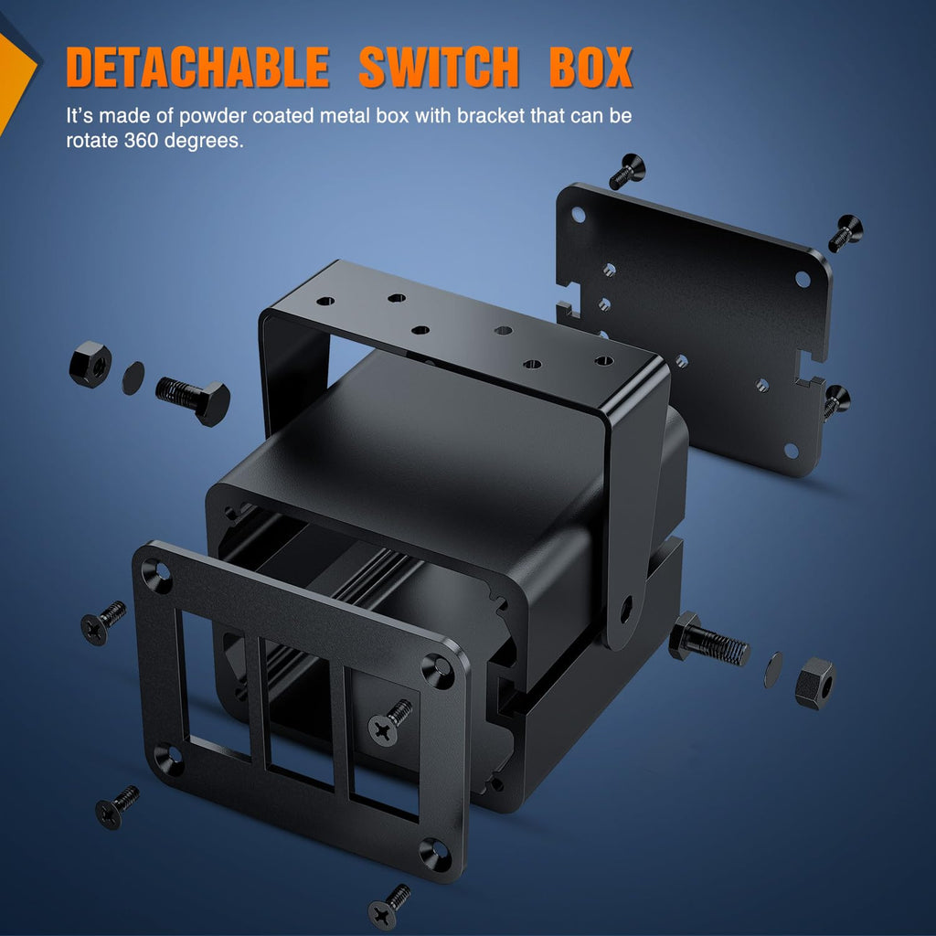 Nilight 3 Gang Rocker Switch Box 3 Holes Panel Detachable Installation Housing Waterproof Aluminum Rotatable Mount Bracket 12V 24V DIY Toggle Switches Voltmeter USB Socket for Boats Cars RVs Trucks