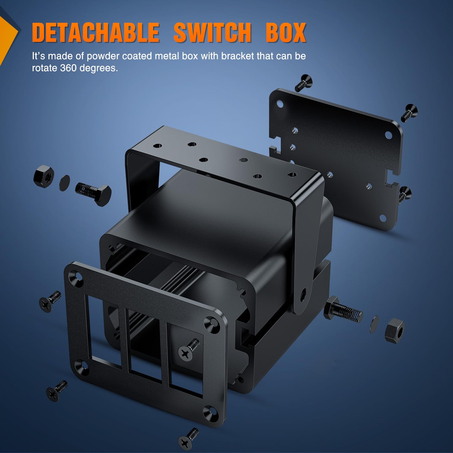 Nilight 3 Gang Rocker Switch Box 3 Holes Panel Detachable Installation Housing Waterproof Aluminum Rotatable Mount Bracket 12V 24V DIY Toggle Switches Voltmeter USB Socket for Boats Cars RVs Trucks