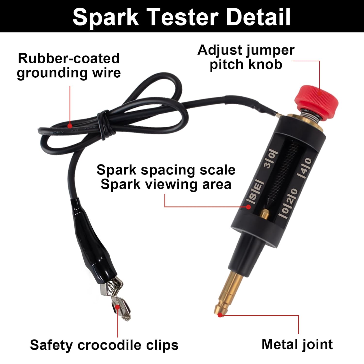 2 PCS Spark Plug Tester, Adjustable Ignition Coil Tester System, Coil Pack Tester, Spark Testers Tool, Spark Checker, Autos Diagnostic Test Tool for Automotive, Small Engines, Lawnmowers