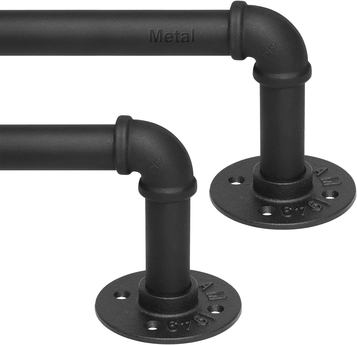 Refrze 2 Pack Curtain Rods for Windows 72 to 144 Inch, Industrial Curtain Rods Wrap Around, Heavy Duty for Bedroom & Outdoor, 72-144", "Black Curtain rod