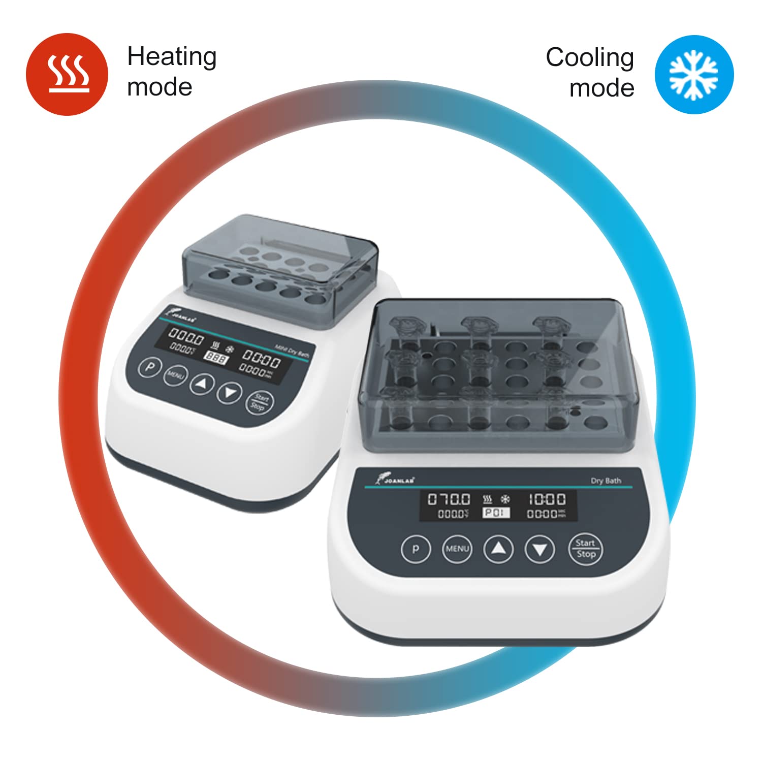 JOANLAB Mini Dry Bath Incubator with Heating&Cooling Function Digital Laboratory Thermostatic Heater with 1.5ml*15 Heating Block Programmable