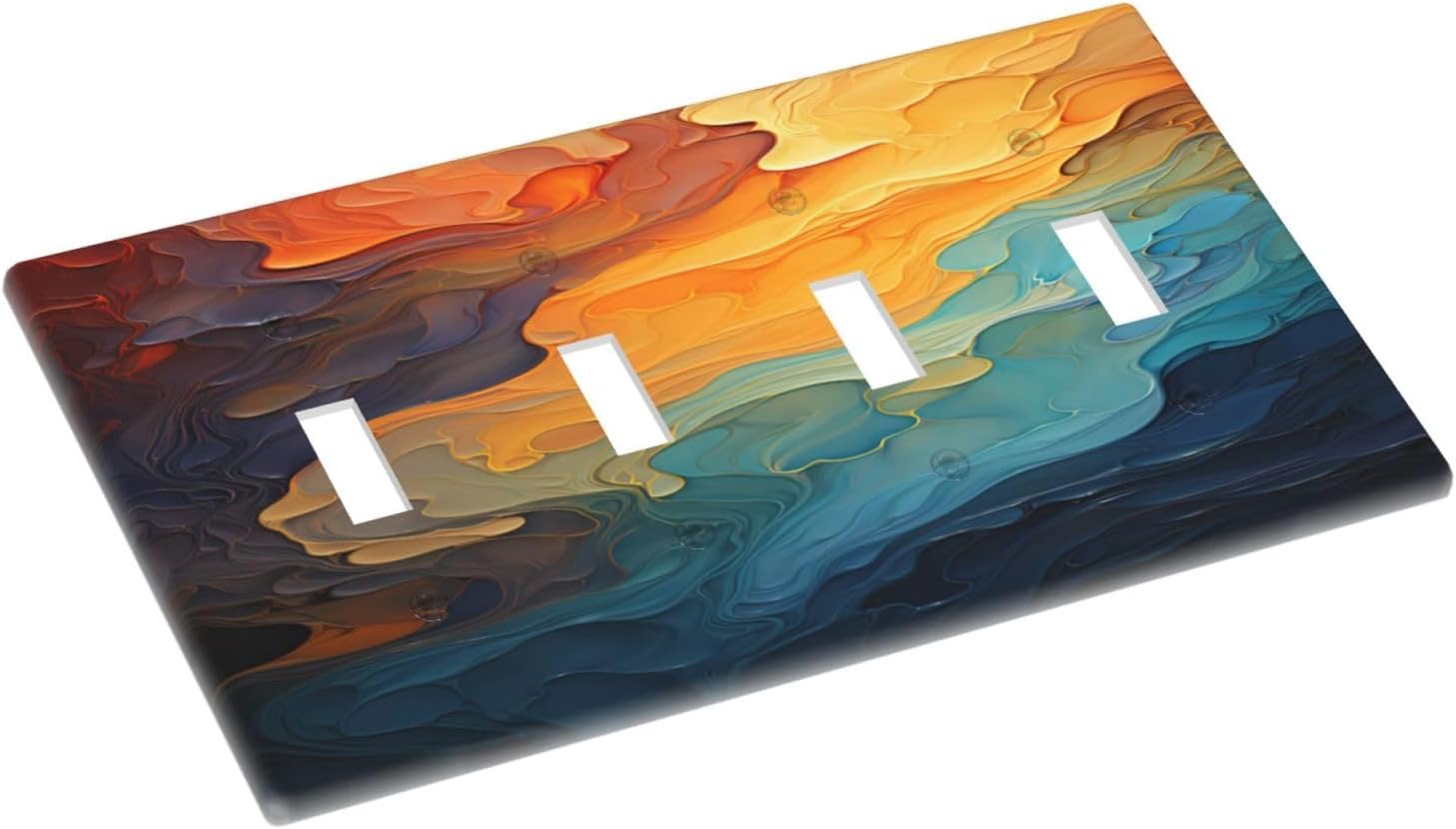 Light Switch Cover Plate Abstract Colorful Modern Luxury Rainbow Quad Toggle Wall Plates Decorative Switch Plates 4 Gang Outlet Covers Electrical Panel Cover Faceplate for Home Decor 4.5 X 8 IN