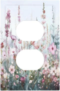 Pink Floral Watercolor Botanical Wildflowers Outlet Covers 1 Gang Duplex Light Switch Cover Decorative Switch Plates Electrical Receptacle Faceplate Wall Plate For Bed Room Living Room Decor
